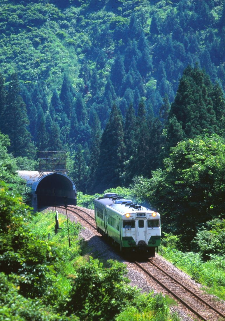 只見線の田子倉―六十里越間を走る列車（撮影：南正時）