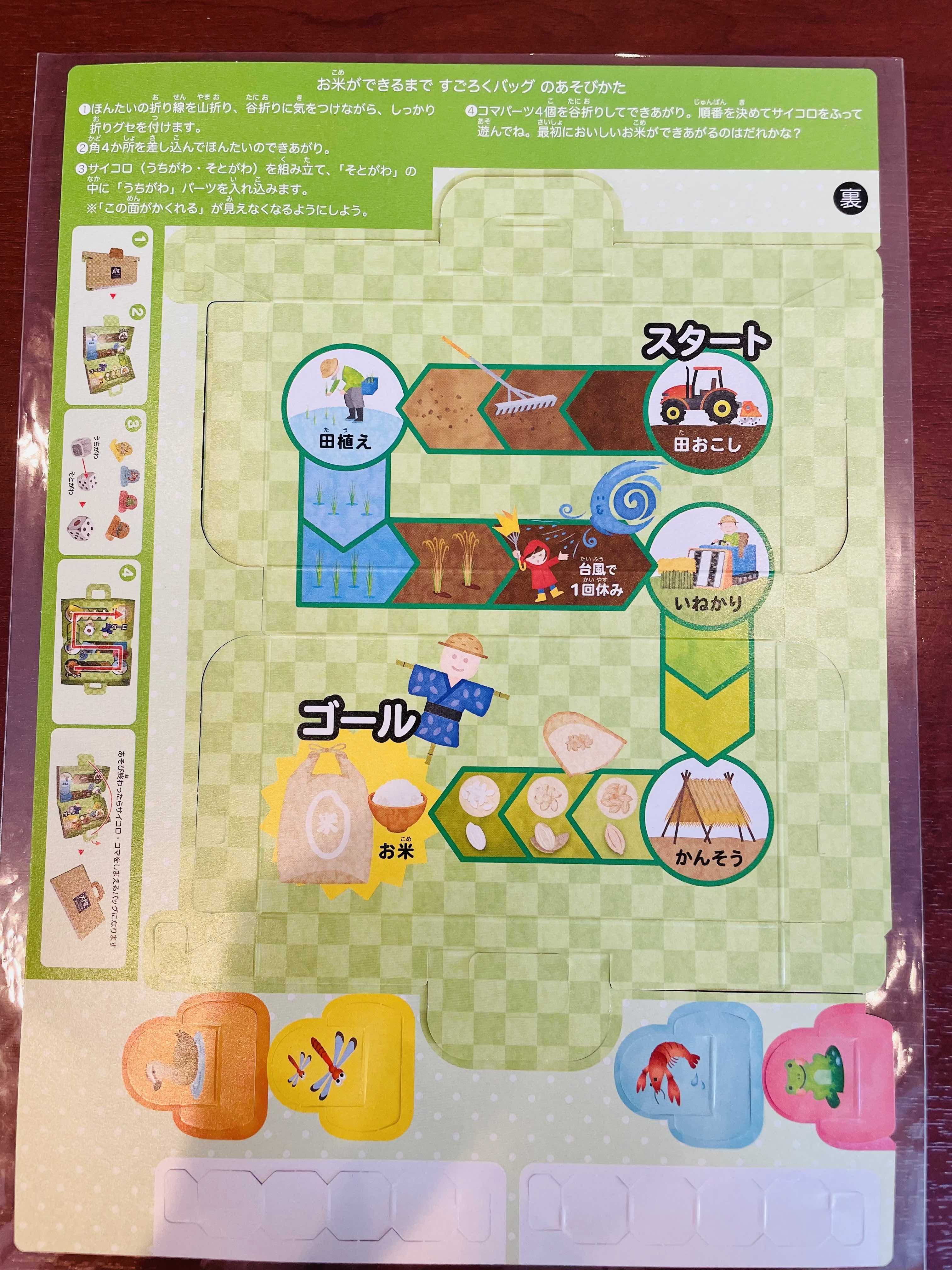 「お米ができるまですごろくバッグ」（裏）（筆者撮影）