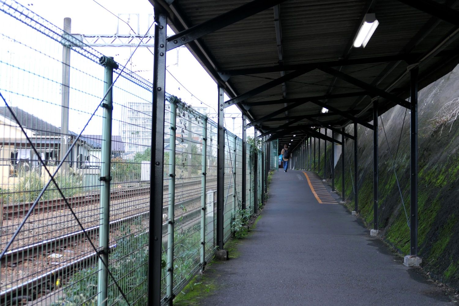 少し盛り上がっているのはかつてのホームの跡（記者撮影）