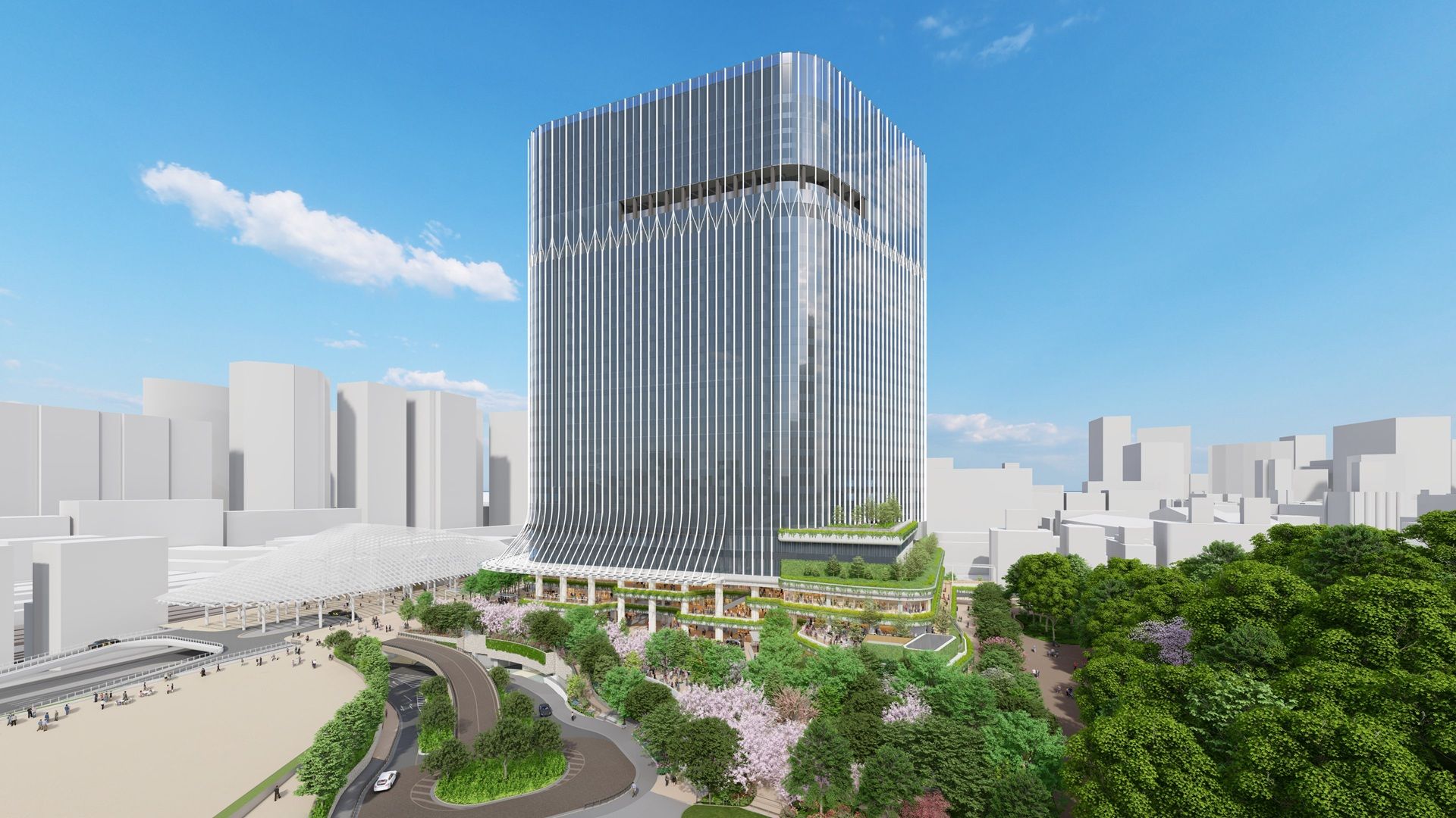 「（仮称）品川駅西口地区A地区新築計画」北西側の外観イメージ（画像：京急電鉄）