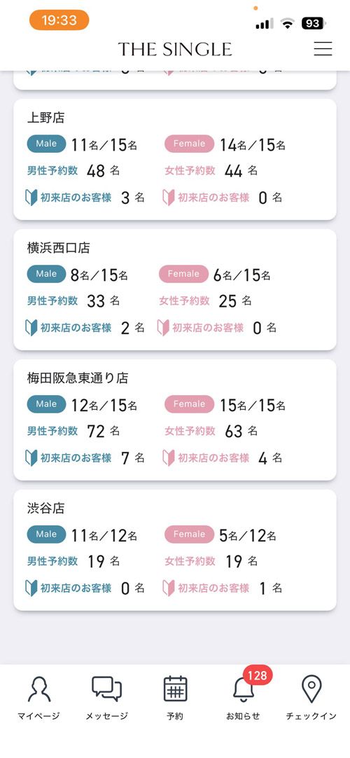 『THE SINGLE』の混雑状況（来店時は25年12月末の20時）（筆者撮影）