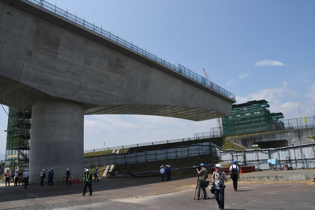 リニア中央新幹線常永川橋梁の工事現場（記者撮影）