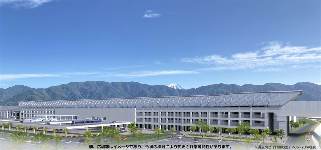 リニア中央新幹線山梨県駅の完成イメージ（画像：JR東海）