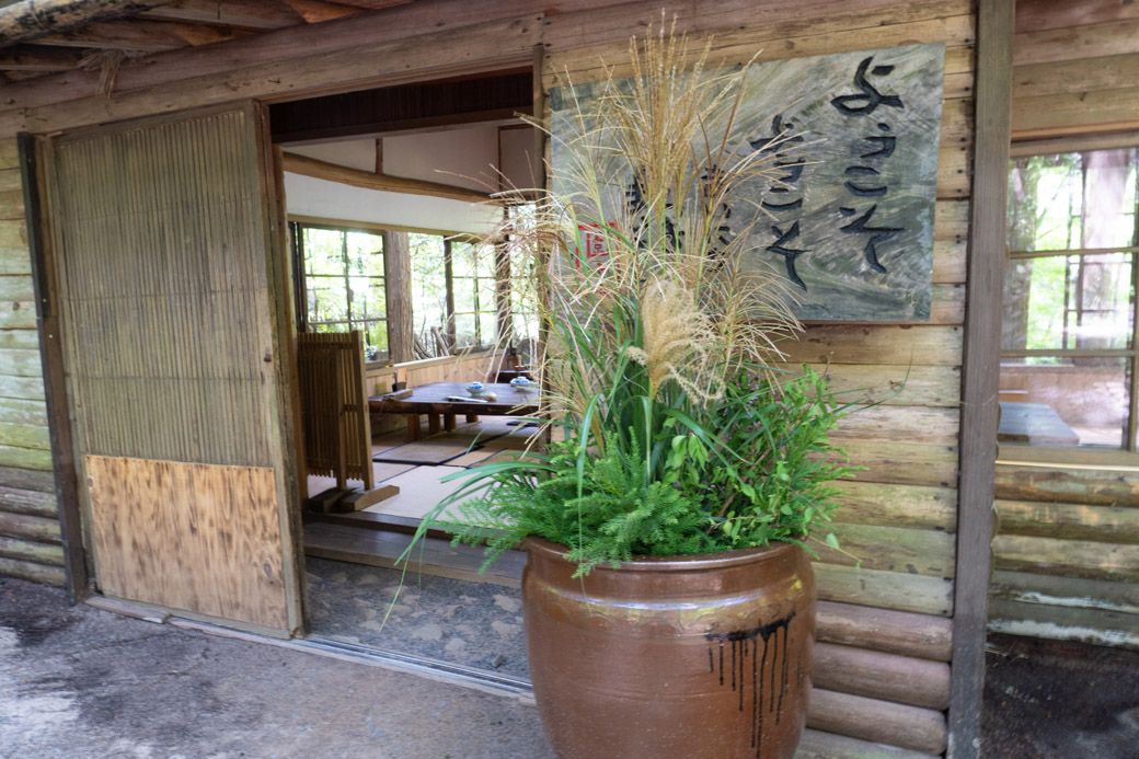 庵の前の野花は、従業員が摘み、生ける。山里の素朴な美しさが表現され、見ていてまったく飽きない（筆者撮影）