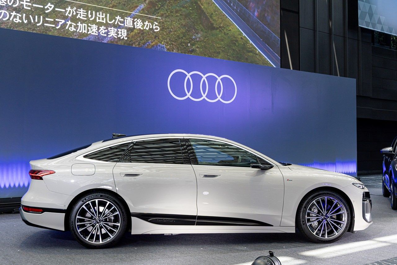 アウディ「A6 e-tron」シリーズおよび発表会の様子（写真：三木 宏章）