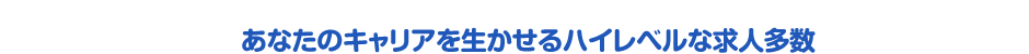 あなたのキャリアを生かせるハイレベルな求人多数