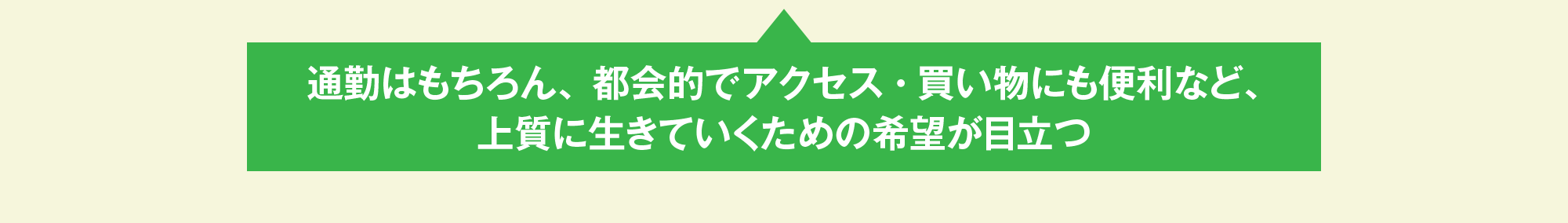 通勤はもちろん、都会的でアクセス・買い物にも便利など、上質に生きていくための希望が目立つ
