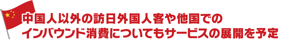 中国人以外の訪日外国人客や他国でのインバウンド消費についてもサービスの展開を予定