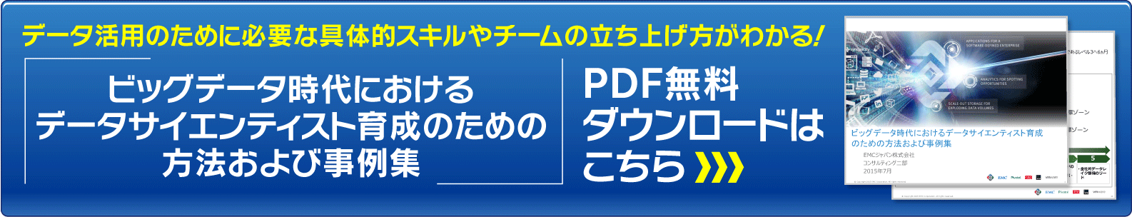 データ活用のために必要な具体的スキルやチームの立ち上げ方がわかる！「ビッグデータ時代におけるデータサイエンティスト育成のための方法および事例集」PDF無料ダウンロードはこちら