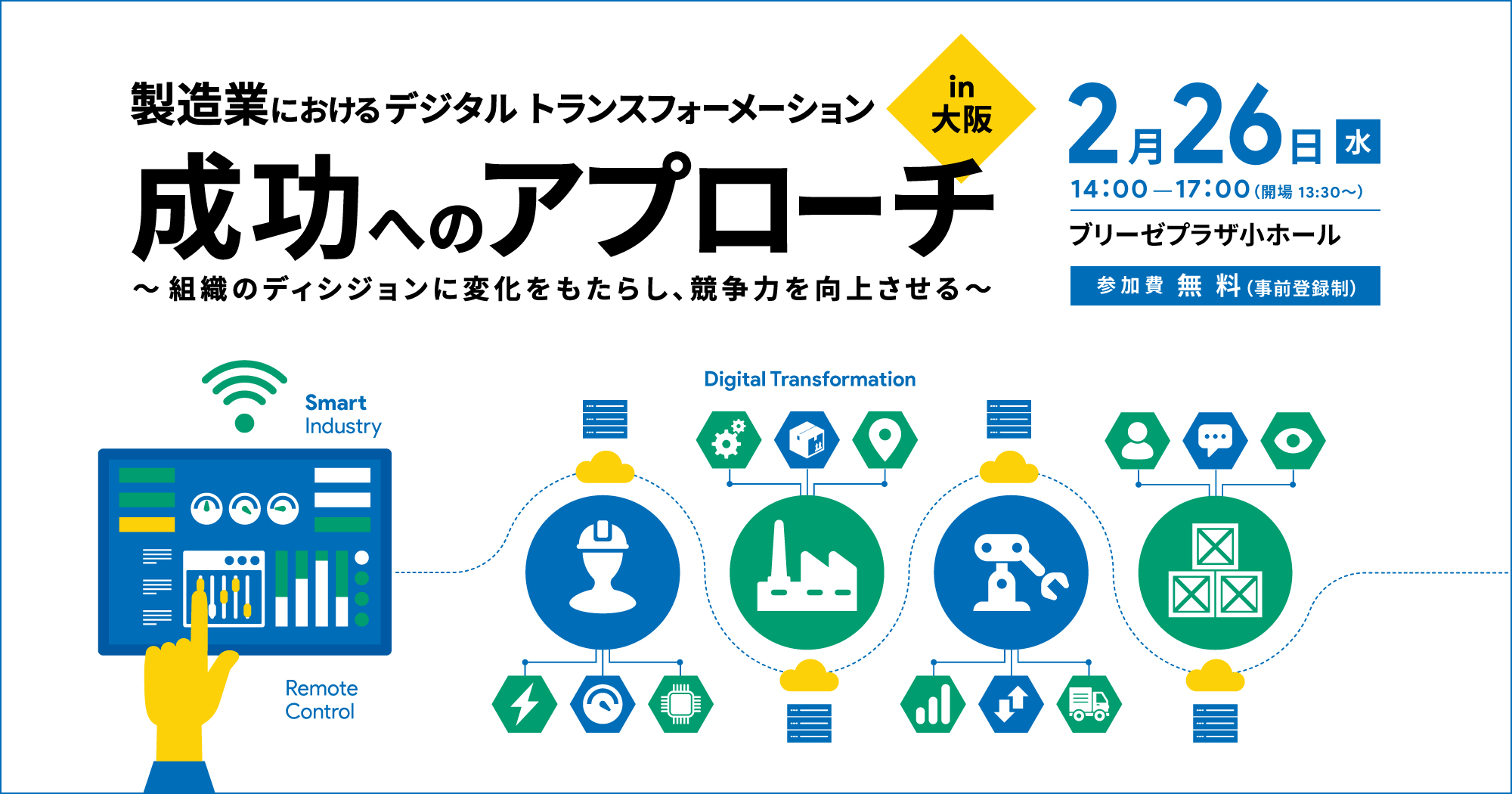 製造業におけるデジタルトランスフォーメーション成功へのアプローチ in 大阪 ～組織のディシジョンに変化をもたらし、競争力を向上させる～